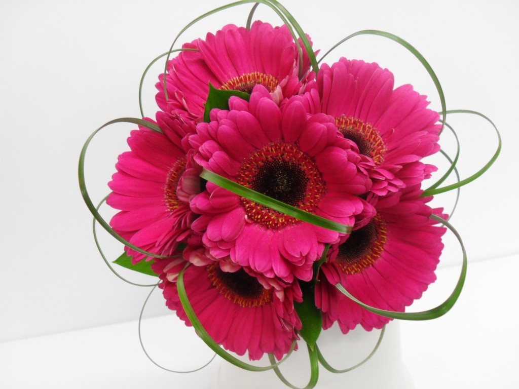 Bouquet with pink gerberas
